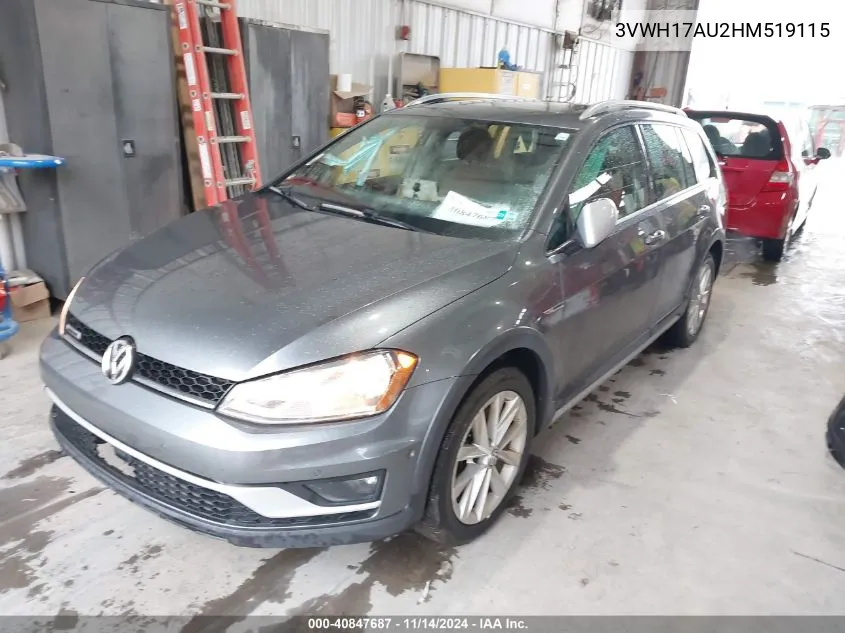 2017 Volkswagen Golf Alltrack Tsi S/Tsi Se/Tsi Sel VIN: 3VWH17AU2HM519115 Lot: 40847687