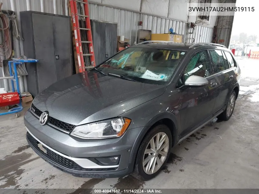 2017 Volkswagen Golf Alltrack Tsi S/Tsi Se/Tsi Sel VIN: 3VWH17AU2HM519115 Lot: 40847687