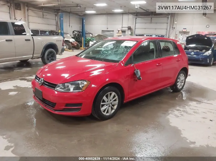 2017 Volkswagen Golf Tsi S 4-Door/Tsi Wolfsburg Edition 4-Door VIN: 3VW117AU4HM031267 Lot: 40852639