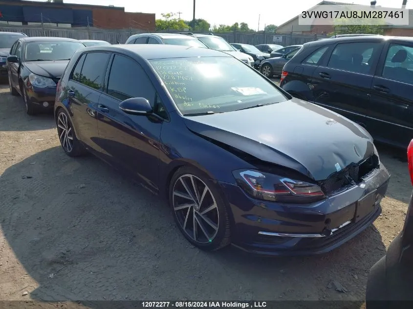 2018 Volkswagen Golf VIN: 3VWG17AU8JM287461 Lot: 12072277