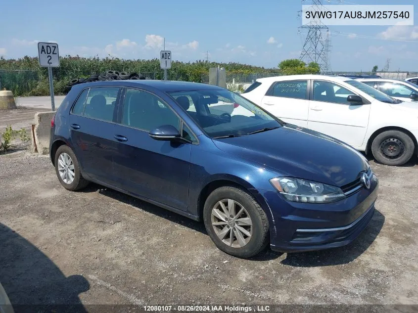 3VWG17AU8JM257540 2018 Volkswagen Golf