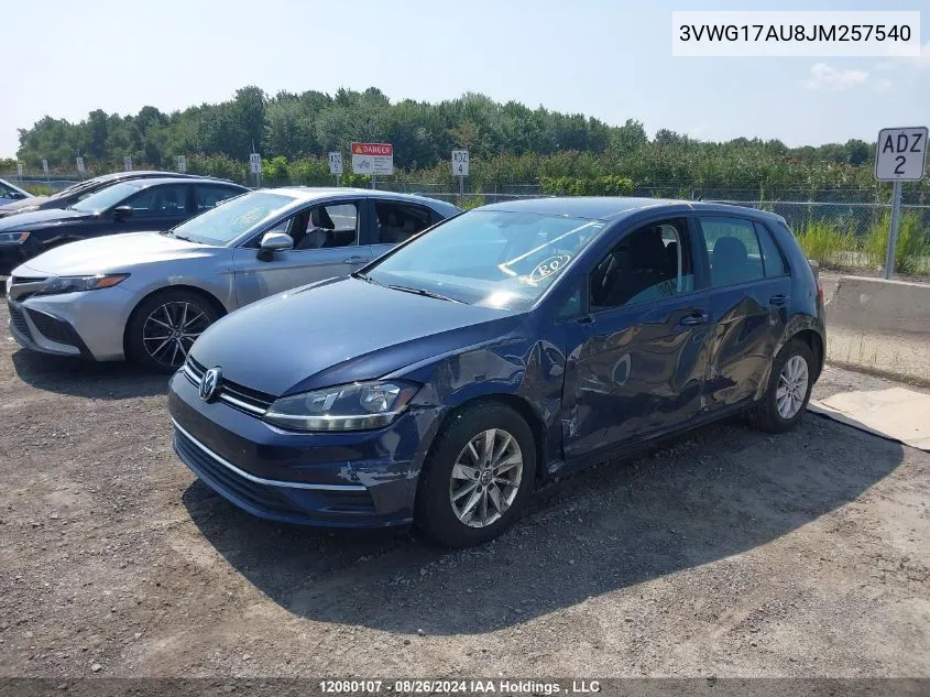 2018 Volkswagen Golf VIN: 3VWG17AU8JM257540 Lot: 12080107