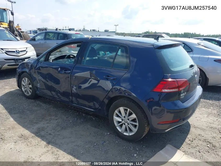 3VWG17AU8JM257540 2018 Volkswagen Golf