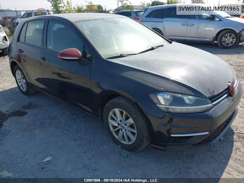 2018 Volkswagen Golf VIN: 3VWG17AU0JM271965 Lot: 12091966