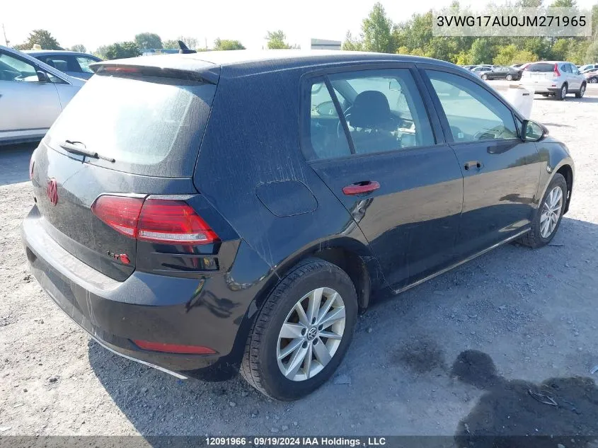 2018 Volkswagen Golf VIN: 3VWG17AU0JM271965 Lot: 12091966