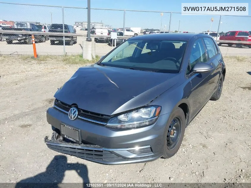 2018 Volkswagen Golf VIN: 3VWG17AU5JM271508 Lot: 12102551