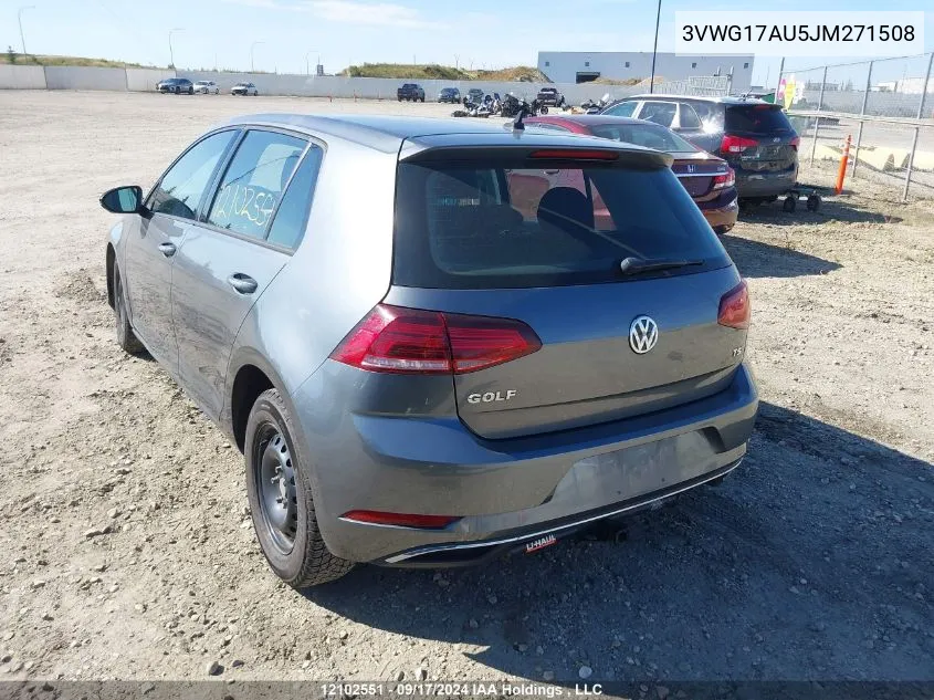 2018 Volkswagen Golf VIN: 3VWG17AU5JM271508 Lot: 12102551