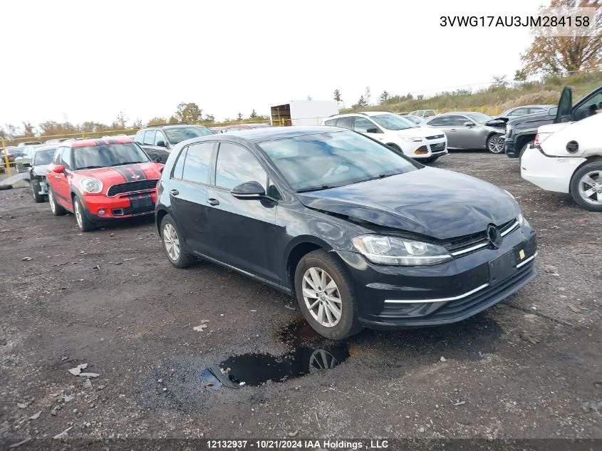 2018 Volkswagen Golf VIN: 3VWG17AU3JM284158 Lot: 12132937