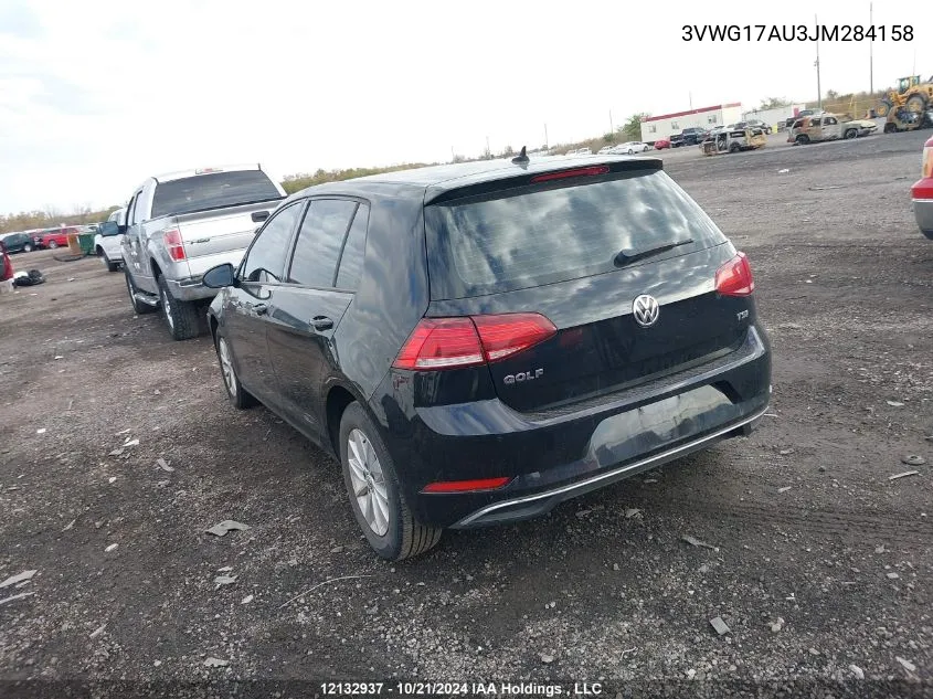 2018 Volkswagen Golf VIN: 3VWG17AU3JM284158 Lot: 12132937