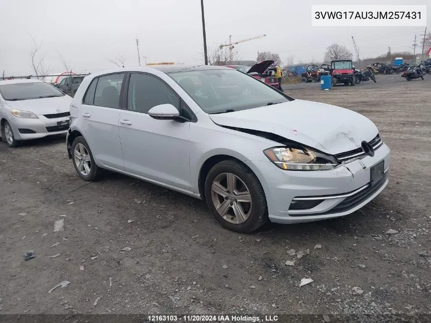 2018 Volkswagen Golf VIN: 3VWG17AU3JM257431 Lot: 12163103