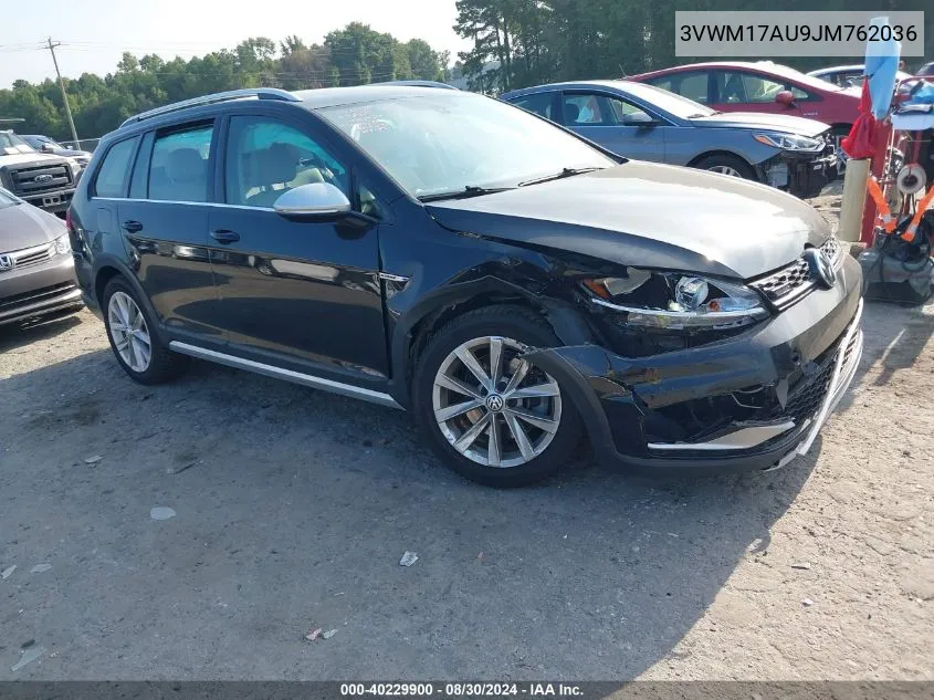 2018 Volkswagen Golf Alltrack Tsi S/Tsi Se VIN: 3VWM17AU9JM762036 Lot: 40229900