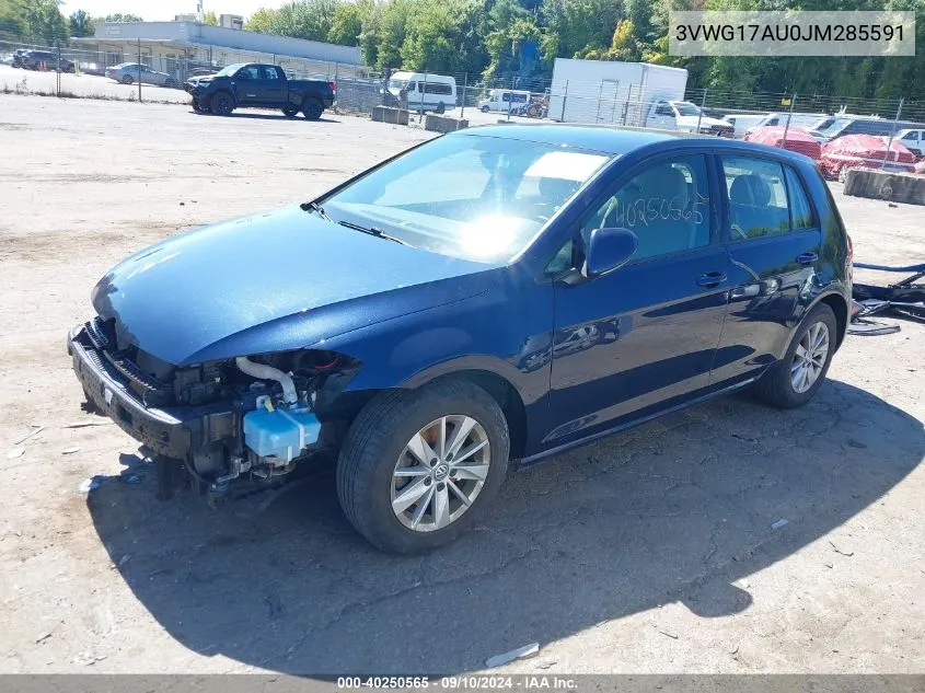 2018 Volkswagen Golf Tsi S/Tsi Se VIN: 3VWG17AU0JM285591 Lot: 40250565