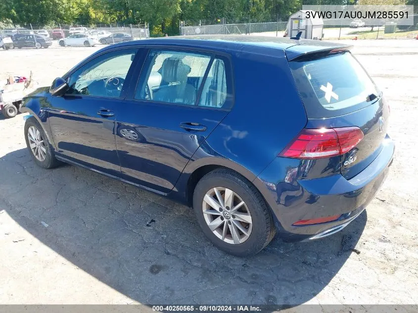 2018 Volkswagen Golf Tsi S/Tsi Se VIN: 3VWG17AU0JM285591 Lot: 40250565