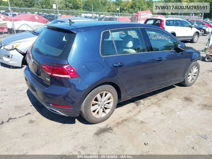 2018 Volkswagen Golf Tsi S/Tsi Se VIN: 3VWG17AU0JM285591 Lot: 40250565