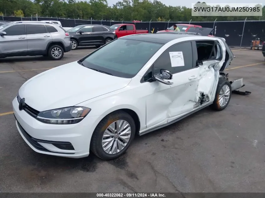 2018 Volkswagen Golf Tsi S/Tsi Se VIN: 3VWG17AU0JM250985 Lot: 40322062