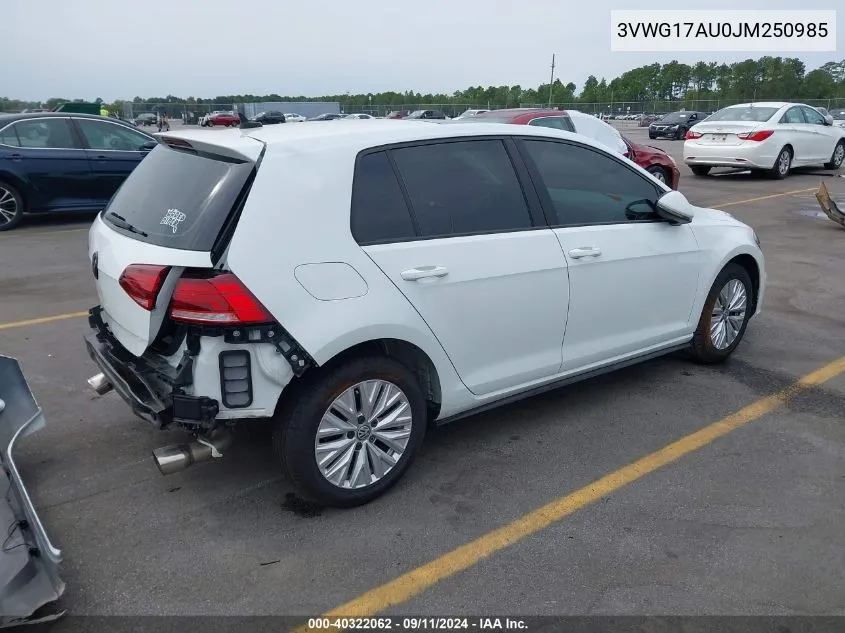 3VWG17AU0JM250985 2018 Volkswagen Golf Tsi S/Tsi Se