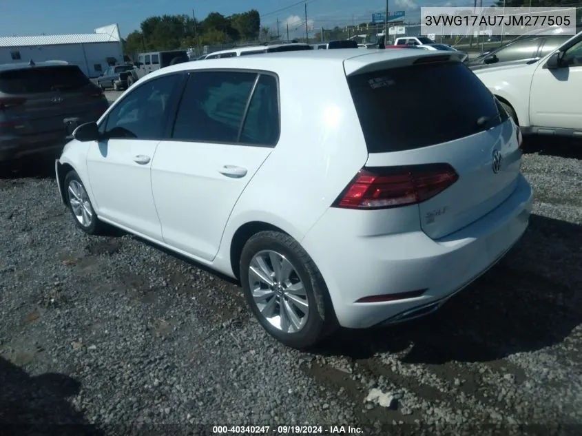 2018 Volkswagen Golf Tsi S/Tsi Se VIN: 3VWG17AU7JM277505 Lot: 40340247