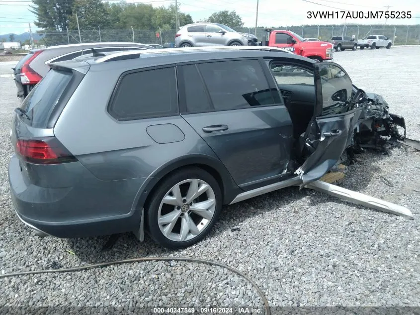 2018 Volkswagen Golf Alltrack Tsi S/Tsi Se/Tsi Sel VIN: 3VWH17AU0JM755235 Lot: 40347549