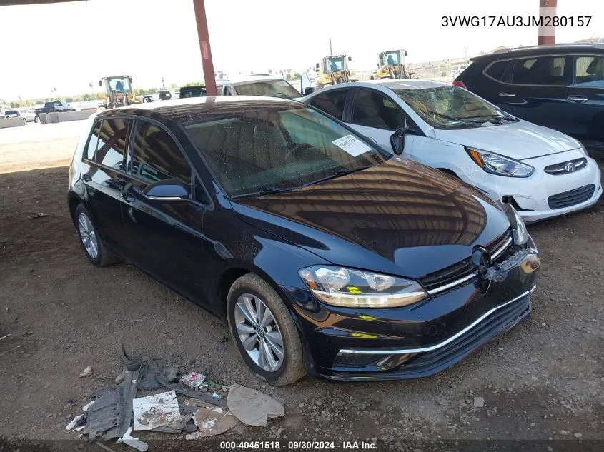 2018 Volkswagen Golf S/Se VIN: 3VWG17AU3JM280157 Lot: 40451518