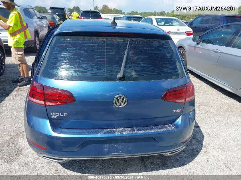 2018 Volkswagen Golf Tsi S/Tsi Se VIN: 3VWG17AUXJM264201 Lot: 40475375