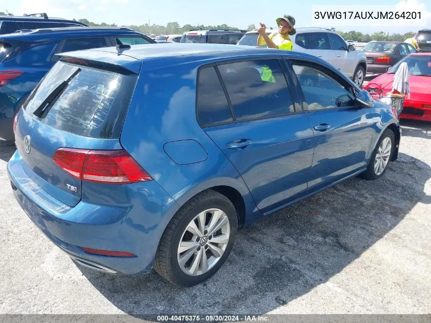 2018 Volkswagen Golf Tsi S/Tsi Se VIN: 3VWG17AUXJM264201 Lot: 40475375