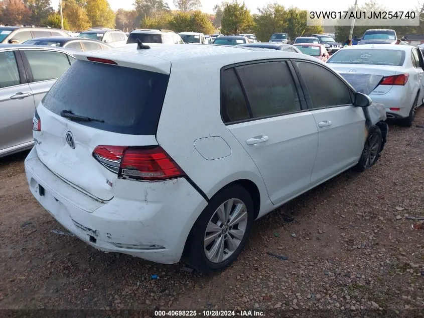 2018 Volkswagen Golf Tsi S/Tsi Se VIN: 3VWG17AU1JM254740 Lot: 40698225