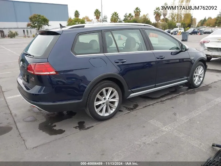 2018 Volkswagen Golf Alltrack Tsi S/Tsi Se VIN: 3VWM17AU8JM762092 Lot: 40856489