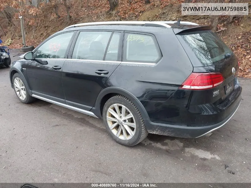 2018 Volkswagen Golf Alltrack Tsi S/Tsi Se VIN: 3VWM17AU6JM759885 Lot: 40889760