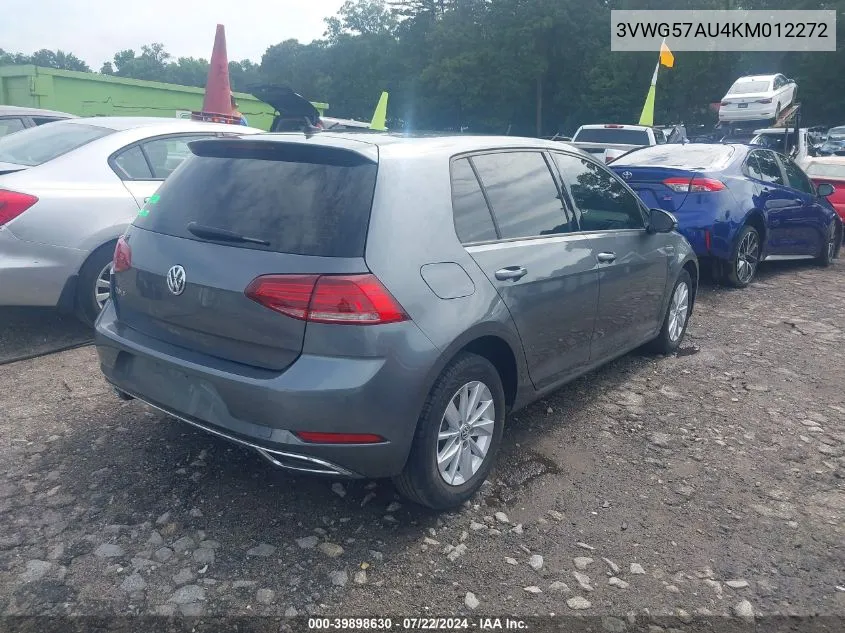 3VWG57AU4KM012272 2019 Volkswagen Golf 1.4T S/1.4T Se