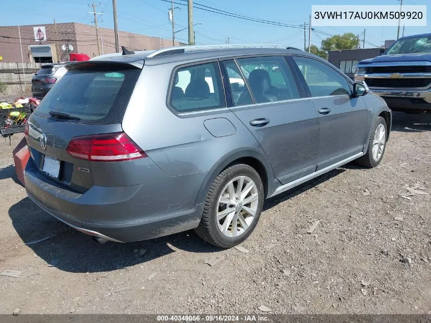 3VWH17AU0KM509920 2019 Volkswagen Golf Alltrack Tsi S/Tsi Se/Tsi Sel