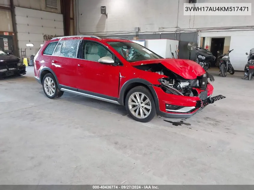 2019 Volkswagen Golf Alltrack Tsi S/Tsi Se/Tsi Sel VIN: 3VWH17AU4KM517471 Lot: 40436774