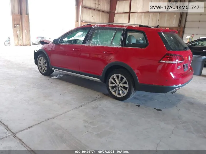 2019 Volkswagen Golf Alltrack Tsi S/Tsi Se/Tsi Sel VIN: 3VWH17AU4KM517471 Lot: 40436774