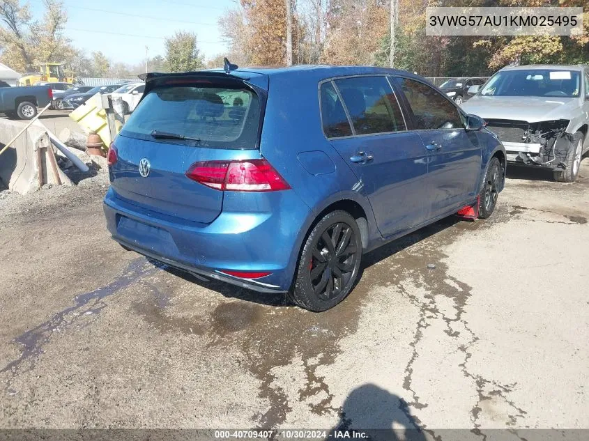 2019 Volkswagen Golf 1.4T S/1.4T Se VIN: 3VWG57AU1KM025495 Lot: 40709407