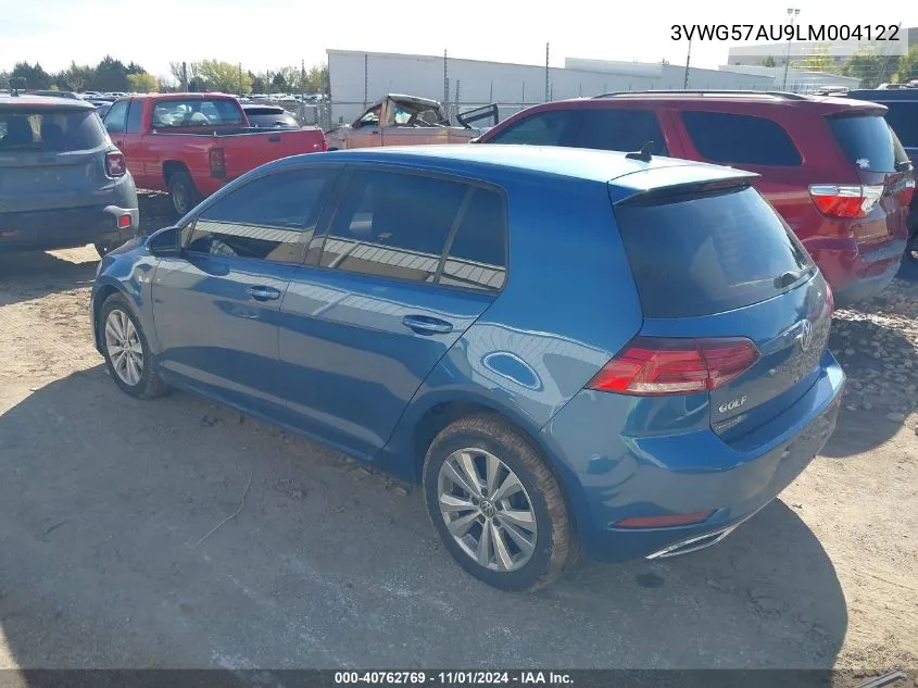 2020 Volkswagen Golf 1.4T Tsi VIN: 3VWG57AU9LM004122 Lot: 40762769