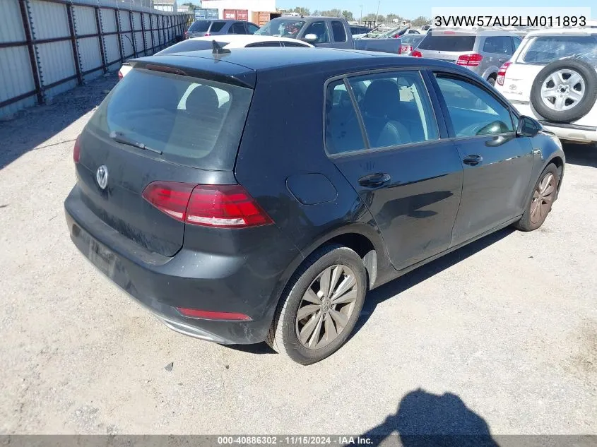 2020 Volkswagen Golf 1.4T Tsi VIN: 3VWW57AU2LM011893 Lot: 40886302