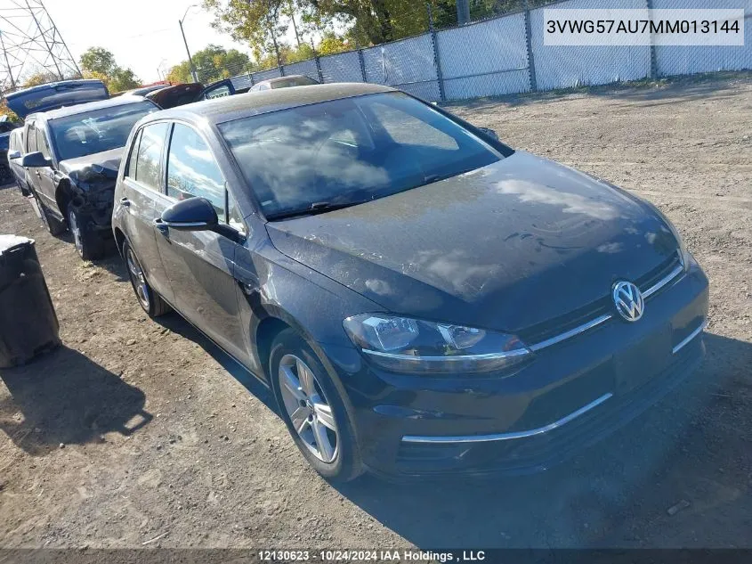 2021 Volkswagen Golf VIN: 3VWG57AU7MM013144 Lot: 12130623