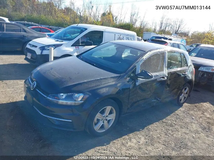 2021 Volkswagen Golf VIN: 3VWG57AU7MM013144 Lot: 12130623