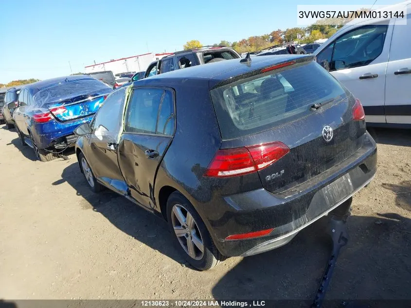 2021 Volkswagen Golf VIN: 3VWG57AU7MM013144 Lot: 12130623