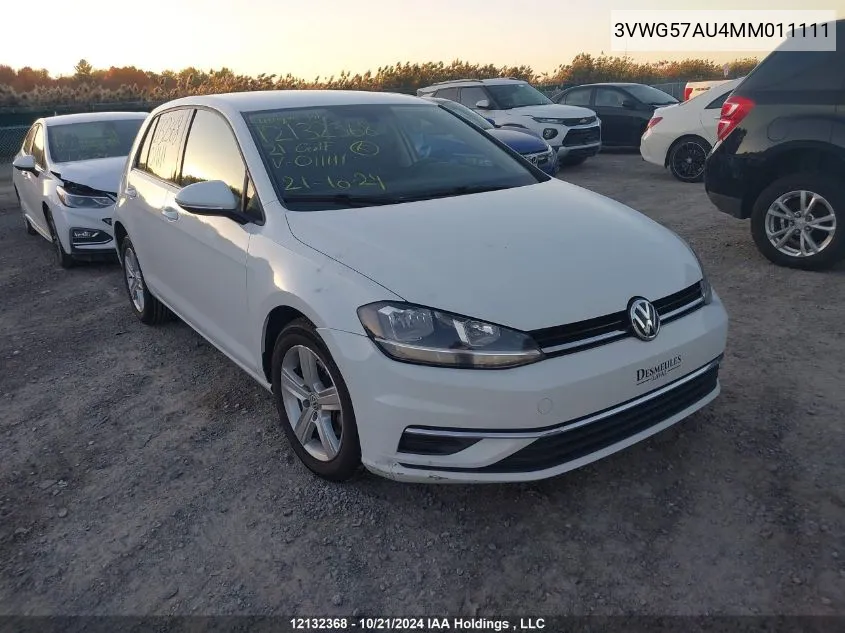 2021 Volkswagen Golf VIN: 3VWG57AU4MM011111 Lot: 12132368