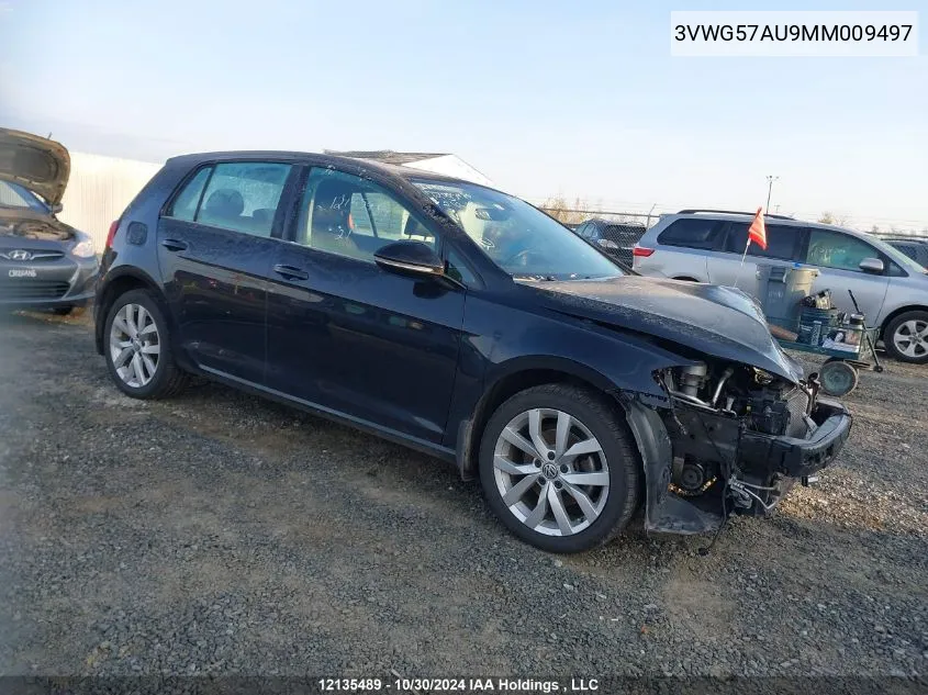 2021 Volkswagen Golf VIN: 3VWG57AU9MM009497 Lot: 12135489