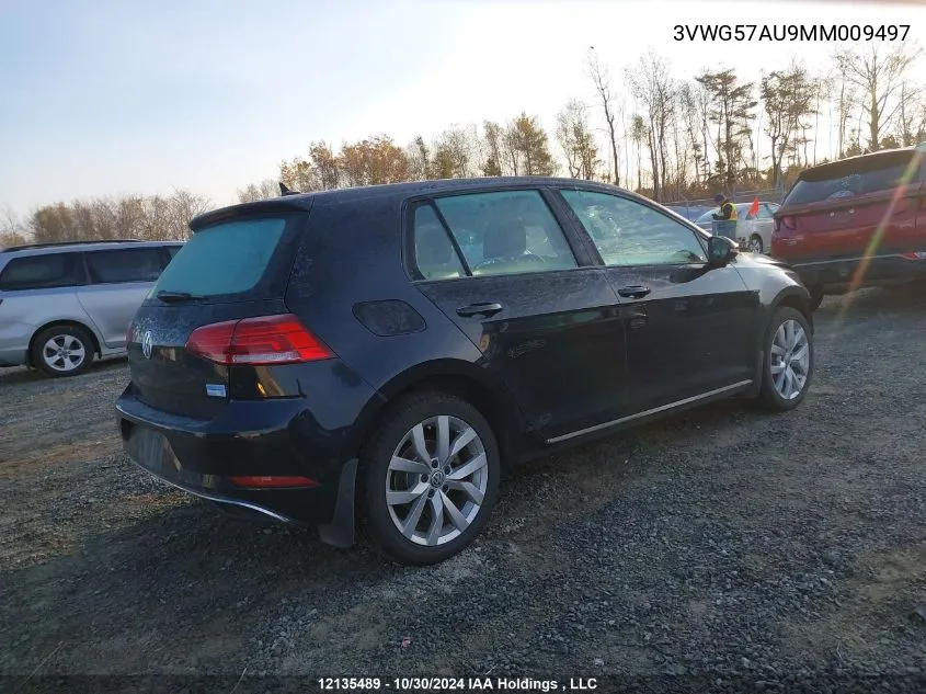 2021 Volkswagen Golf VIN: 3VWG57AU9MM009497 Lot: 12135489