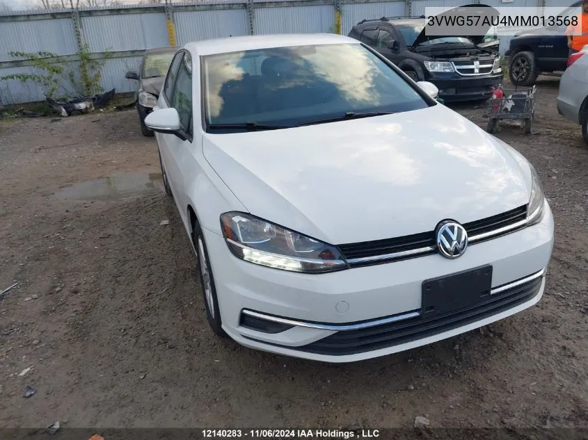 2021 Volkswagen Golf VIN: 3VWG57AU4MM013568 Lot: 12140283