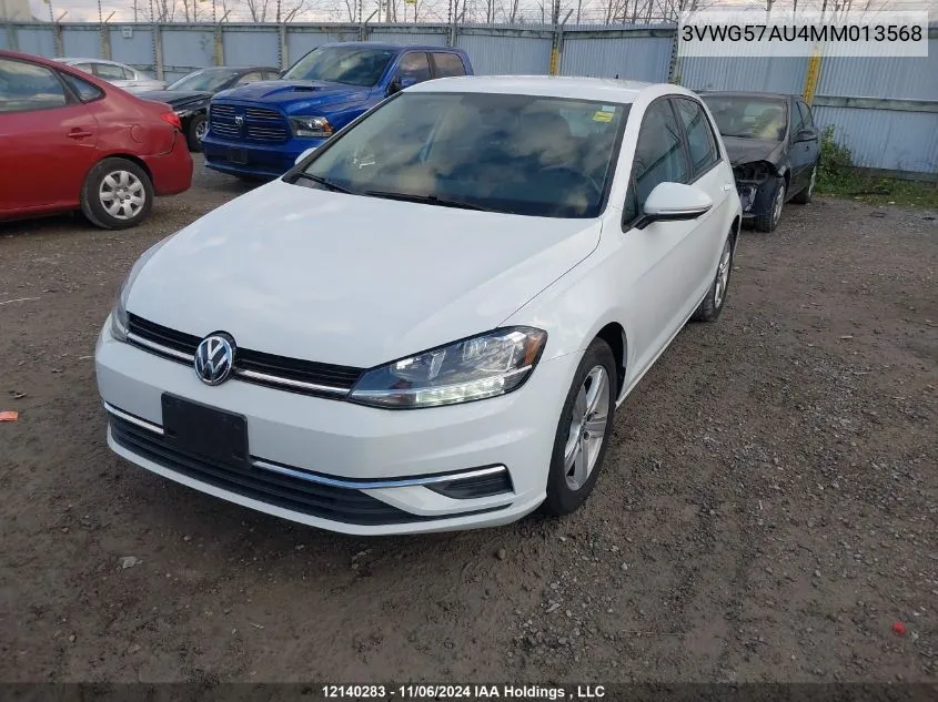 2021 Volkswagen Golf VIN: 3VWG57AU4MM013568 Lot: 12140283