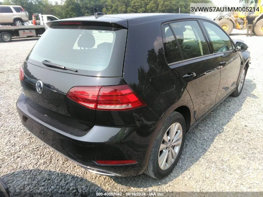 2021 Volkswagen Golf VIN: 3VWW57AU1MM005214 Lot: 40057042