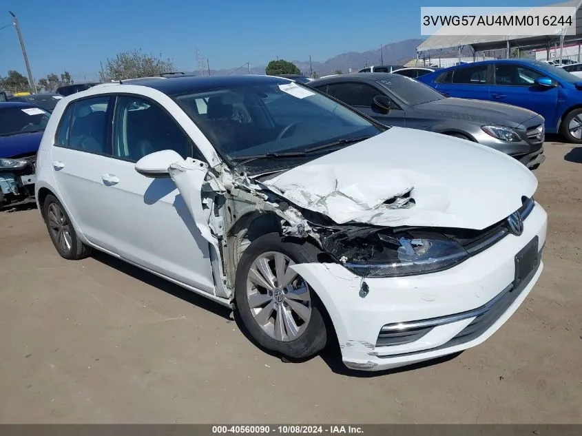 2021 Volkswagen Golf 1.4T Tsi VIN: 3VWG57AU4MM016244 Lot: 40560090