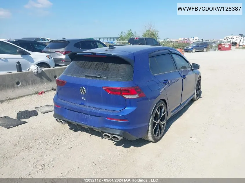 2024 Volkswagen Golf R VIN: WVWFB7CDORW128387 Lot: 12092112