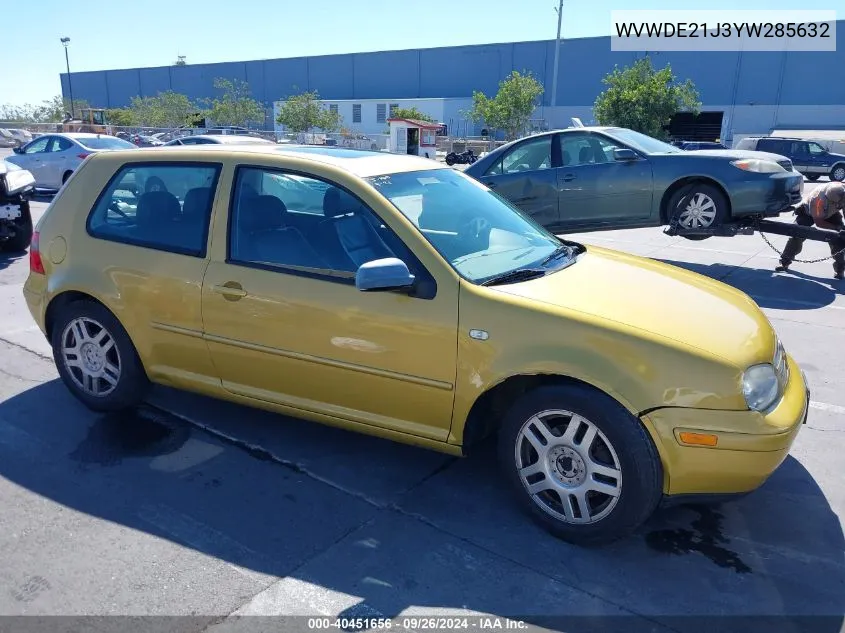 2000 Volkswagen Gti Glx VIN: WVWDE21J3YW285632 Lot: 40451656