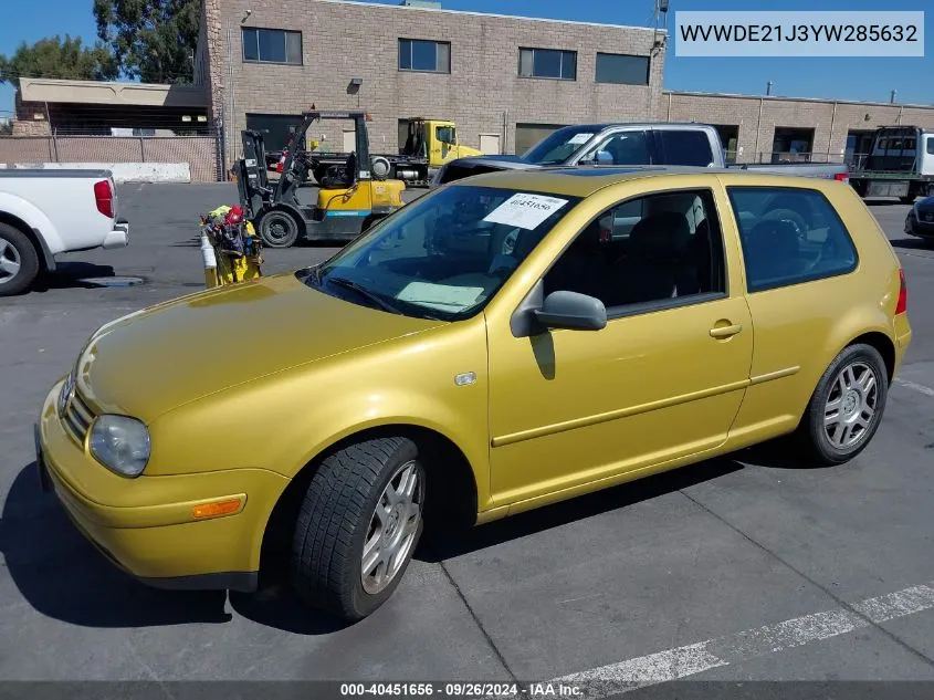 2000 Volkswagen Gti Glx VIN: WVWDE21J3YW285632 Lot: 40451656