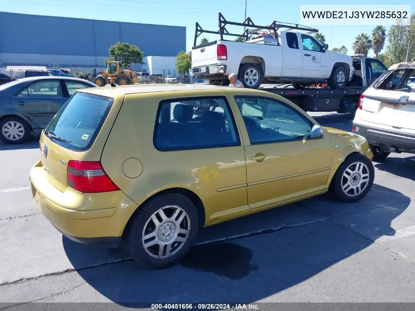 2000 Volkswagen Gti Glx VIN: WVWDE21J3YW285632 Lot: 40451656