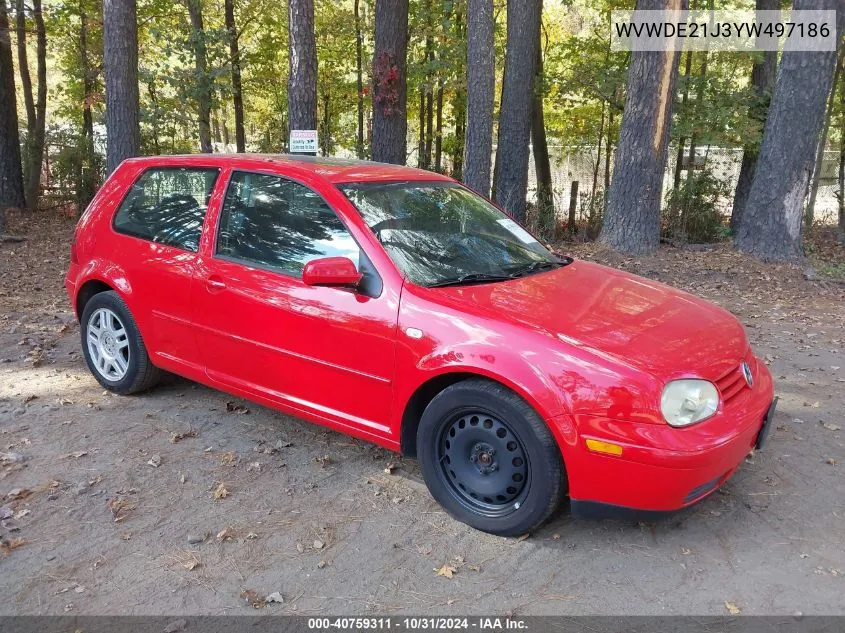 2000 Volkswagen Gti Glx VIN: WVWDE21J3YW497186 Lot: 40759311